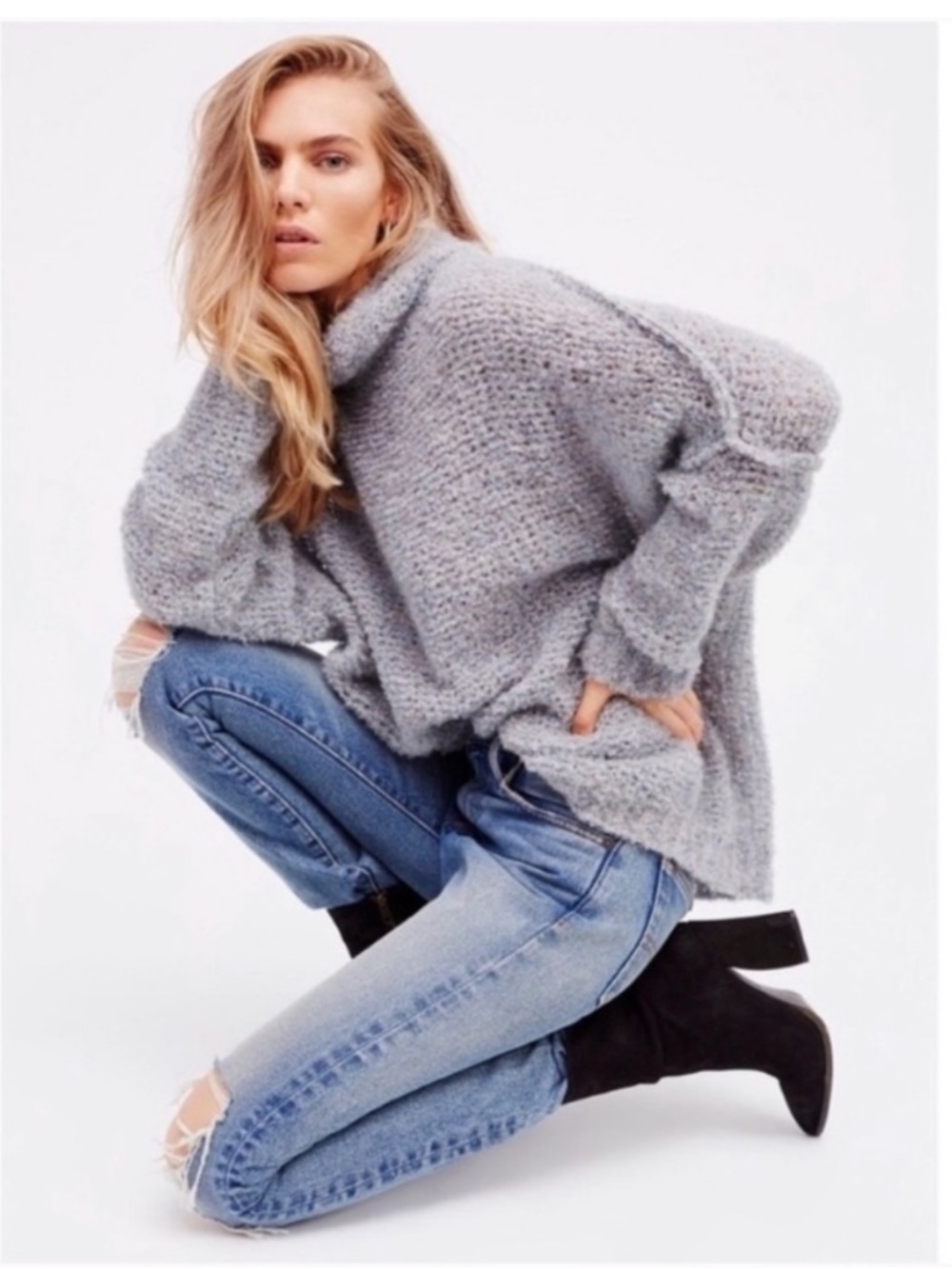 Free People Cozy Cream Turtleneck Sweater
